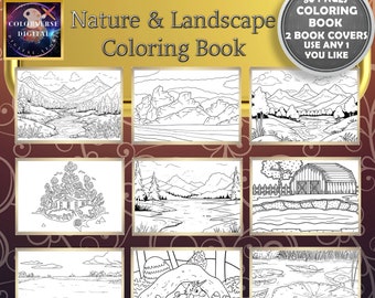 Nature Scenery Coloring Book for Adults, 80+ Landscape Pages (PDF Download)
