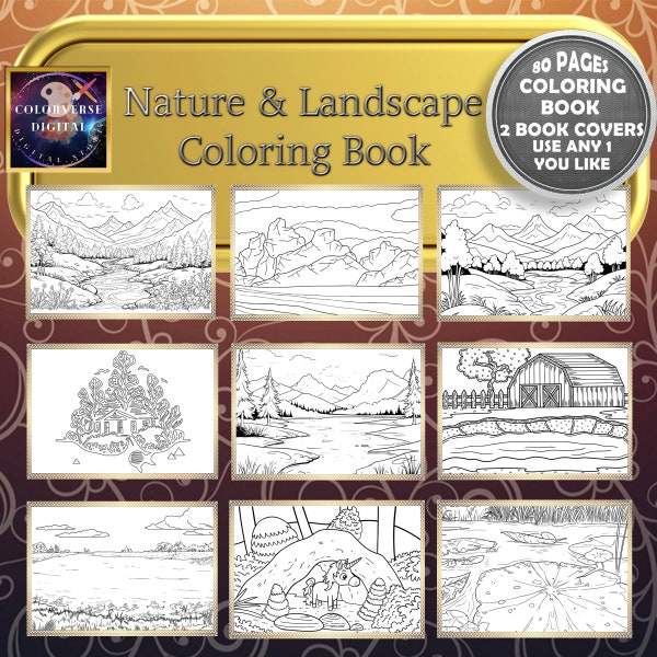LANDSCAPE NATURE Scenery Coloring Pages for Adults Printable Coloring Book pdf Coloring Pages Adult Coloring Book Printable