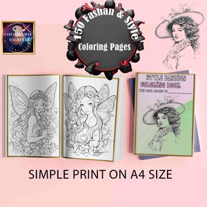 Fashion Coloring Printable Pages Coloring Sheets, Fashion Design Pdf, Stress Relief, DIY Fashion Art, most popular, Print on A4 Size