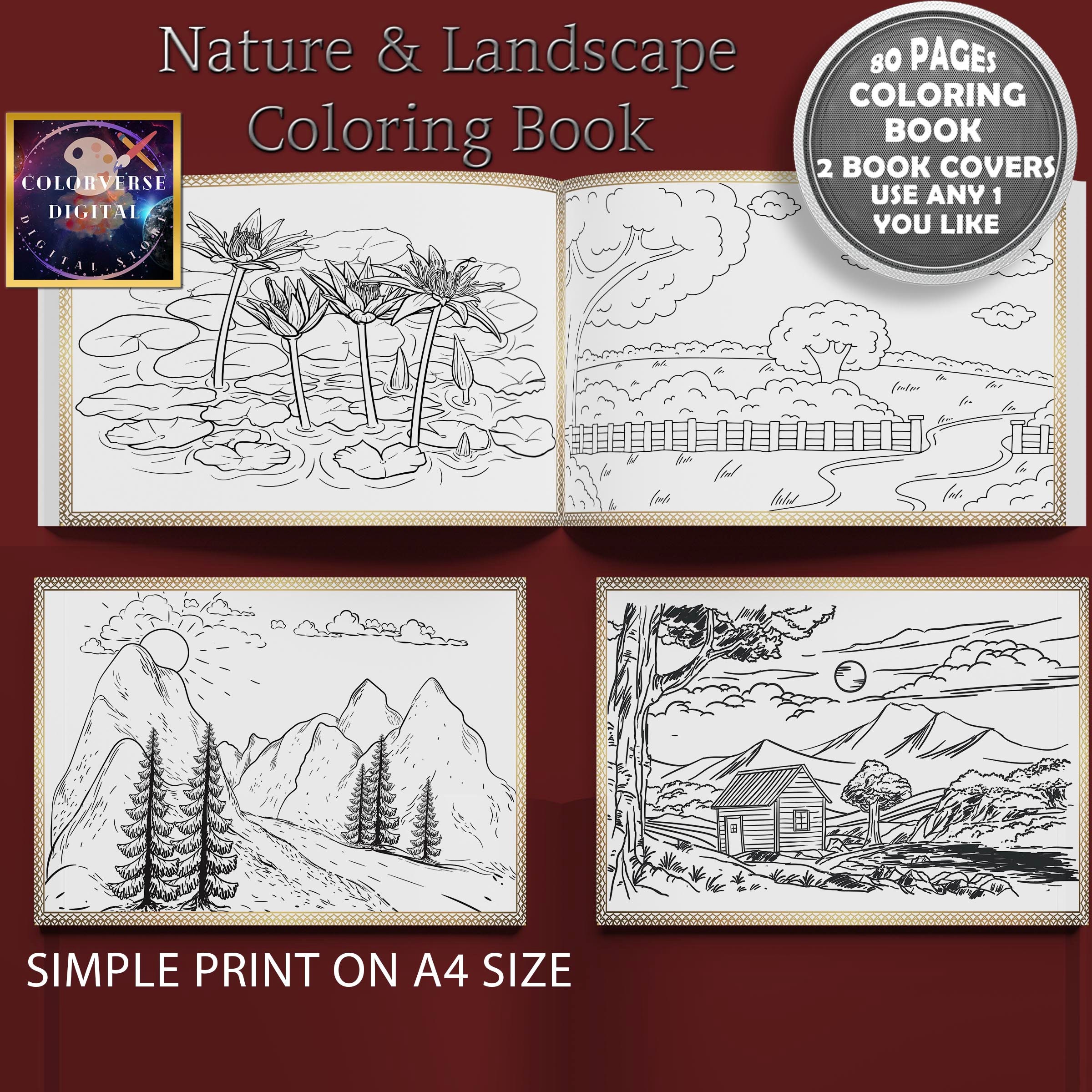 LANDSCAPE NATURE Scenery Coloring Pages for Adults Printable Coloring ...