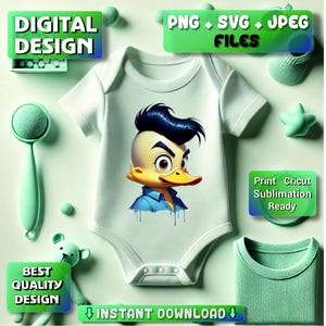 Arte digital de personagem de pato legal - Clipart de animal hipster para canecas, camisetas, decoração de quarto infantil e artesanato faça você mesmo - Arquivos PNG, SVG, JPEG