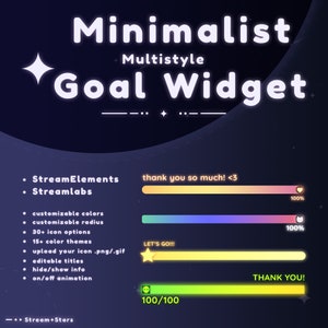 Twitch|Youtube Minimalist Goal Bar Widget - Streamlabs and StreamElements