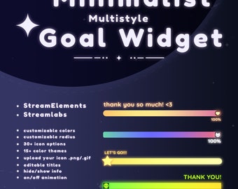 Twitch|Youtube Minimalist Goal Bar Widget - Streamlabs and StreamElements