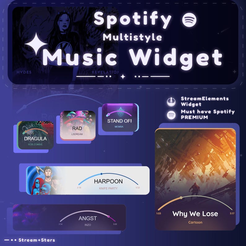 Widget de música de Spotify: Superposición dinámica de streaming para StreamElements (descarga digital) imagen 1