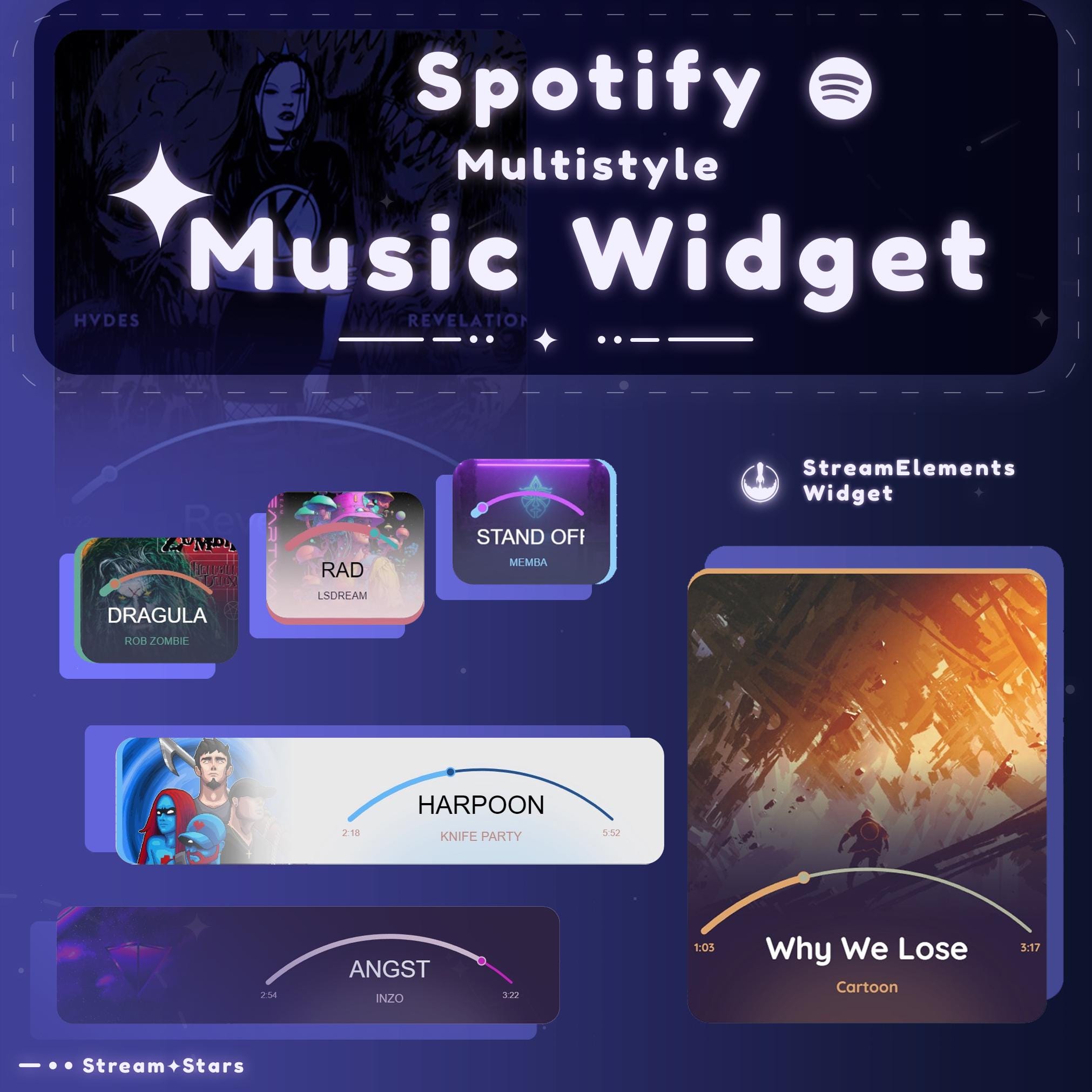 Spotify Music Widget: Dynamic Stream Overlay for StreamElements (Digital Download)