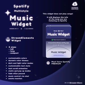 Widget de música de Spotify: Superposición dinámica de streaming para StreamElements (descarga digital) imagen 3