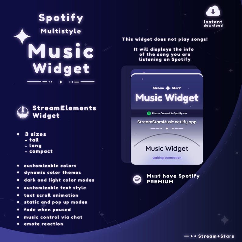 Widget de música de Spotify: Superposición dinámica de streaming para StreamElements (descarga digital) imagen 3