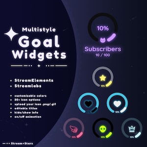 TwitchYoutube Circular Goal Bar Widget Streamlabs and StreamElements zdjęcie 1