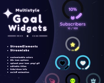 Widget de barra de objetivos circular de Twitch/Youtube - Streamlabs y StreamElements