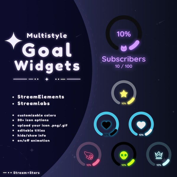 Twitch|Youtube Circular Goal Bar Widget - Streamlabs and StreamElements