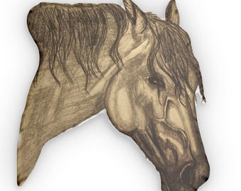 Cojín con forma de cabeza de caballo / Decoración ecuestre personalizada, retrato de caballo