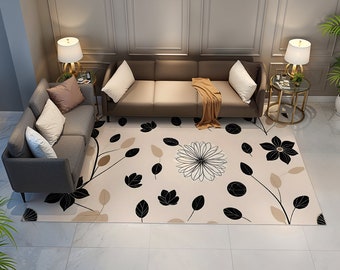 Flower Theme Rug,Leaf Decor Rug,Daisy Theme Rug,Daisy Room Decor,Livin Room Carpet,Elegant Carpet,Unique Rugs Bedroom,Trendy Carpet