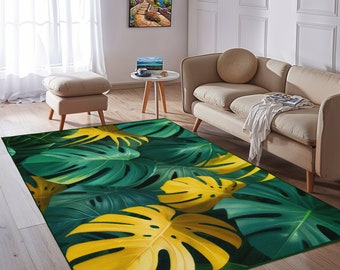 Color Leaf Rug,Leaf Pattern Rug,Chic Carpet,Forest Theme Rug,Green Leaf Rug,Nature Rug,Decor Home Carpet,Bedroom Carpet,Elegant Carpet