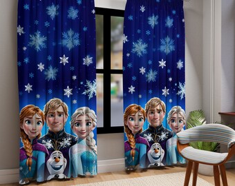 Land of Snow Curtains,Olaf kids Curtains,Elsa Decor Bedroom,Winter Wonderland Curtains,Frozen princess Drape,Princess Curtains,Anna Curtain