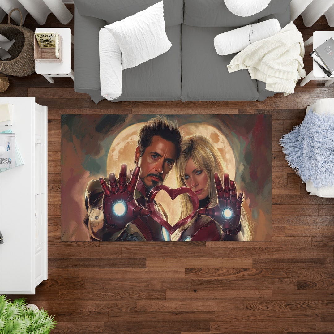 Icoon Man Rug Iron Man and His Girlfriend Carpet,avengers Carpet,marvel Carpet,love ...