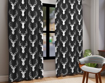 Deer Pattern Curtains,Deer Theme Curtains,Grace Curtains,Wild Life Curtains,Nature Curtains,Elegant Curtains,Hunting Theme Curtains