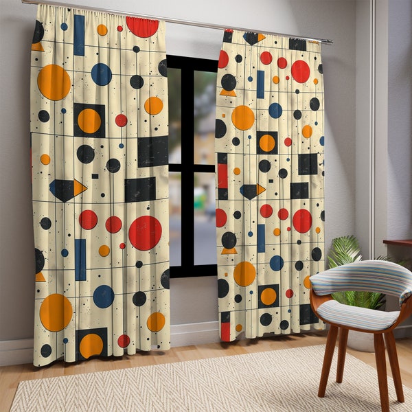 Vibrant Color Curtains,Geometric Square,Elegant Curtains,Trendy Curtains,Geometric Curtains,Living Room Curtains,Kitchen Curtains