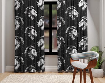 Lion Pattern Curtains,Wild Life Curtains,Lion Room Decor,Lion Lover Gift,Lion Decor Curtains,Nature Curtains,Young Room Curtains