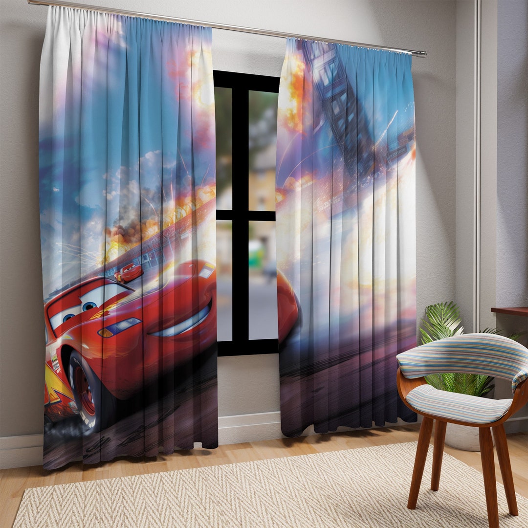 Cars Lightning Mcqueen Curtains Race Car Bedroom Curtain Kids Pixar