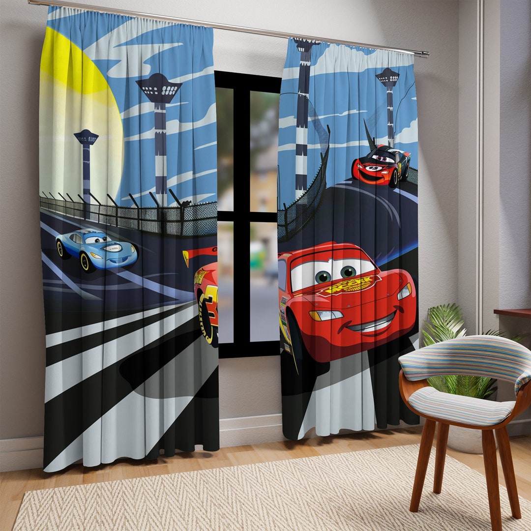 Race Car Curtains cars Lightning Mcqueen Curtains Race Car Bedroom