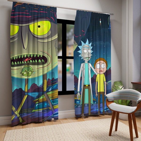 Sci-Fi Rick and Morty Curtain | Trippy Interdimensional Portal | sci-fi curtains | geek curtains | nerd curtains | Rick Sanchez curtain |