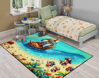 Tapis de chambre d'enfant bateau pirate - tapis enfant pirate, tapis bateau pour chambre d'enfant, tapis bébé pirate, tapis bateau pour chambre d'enfant, tapis bateau pour chambre d'enfant, tapis thème pirate