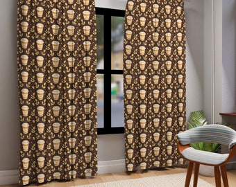 Coffee Pattern Curtains,Sweet Curtains,Coffee Theme Decor,Coffee Theme Curtains,Coffee Curtains,Drink Theme Curtains,Coffee Art Gift