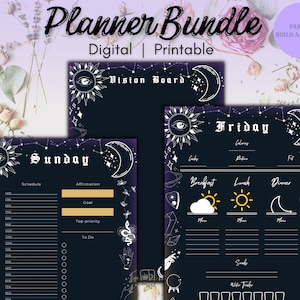 Goth Witchy Planner Bundle: Dark Digital Journal (Printable)