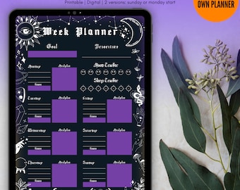Goth Weekly Planner: Witchy Dark Academia Stationery (Digital Download)