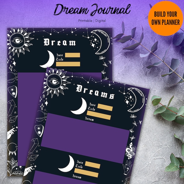 Goth Digital & Printable Planner Insert, witchy stationary for print, dark GoodNotes ipad manifestation dream journal | Build A Planner