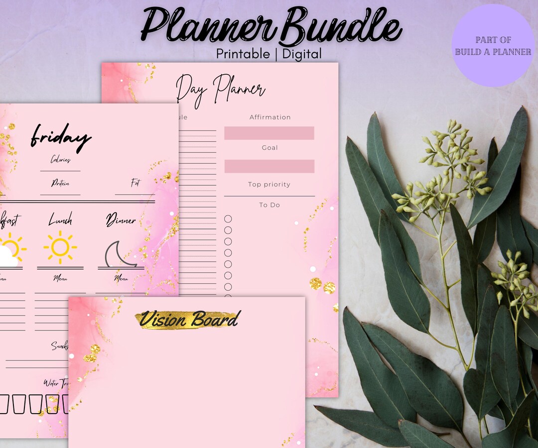Pink & Gold Digital Planner Bundle: Goodnotes Printable Stationary (PDF ...