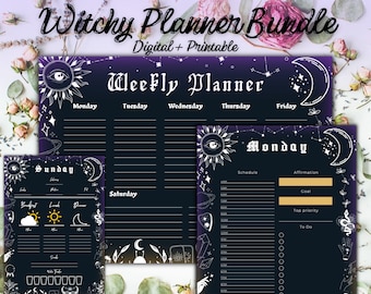 Goth Witchy Weekly Planner: Dark Digital Journal (PDF)