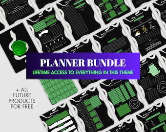 Witchy Goth Digital Planner Lifetime Bundle, goth printable stationary, dark mode GoodNotes ipad journal