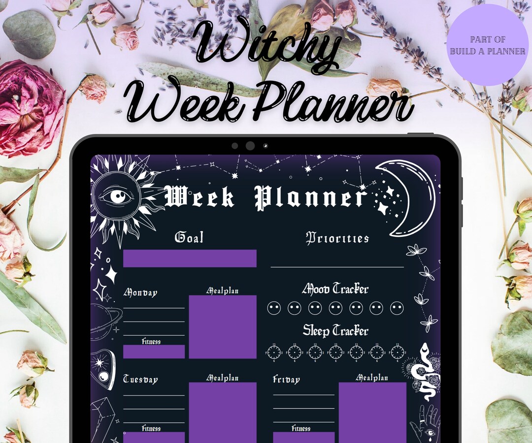 Goth Digital &amp; Printable Weekly Planner Witchy Stationary for - Etsy