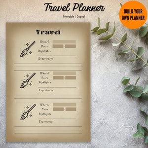 Printable & Digital Leather Travel Planner, witchy vintage stationary, GoodNotes ipad gratitude journal | Build A Planner