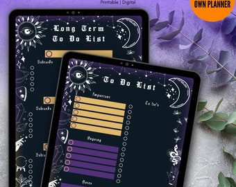 Goth To Do List Planner: Witchy Dark Stationary (Digital & Printable)