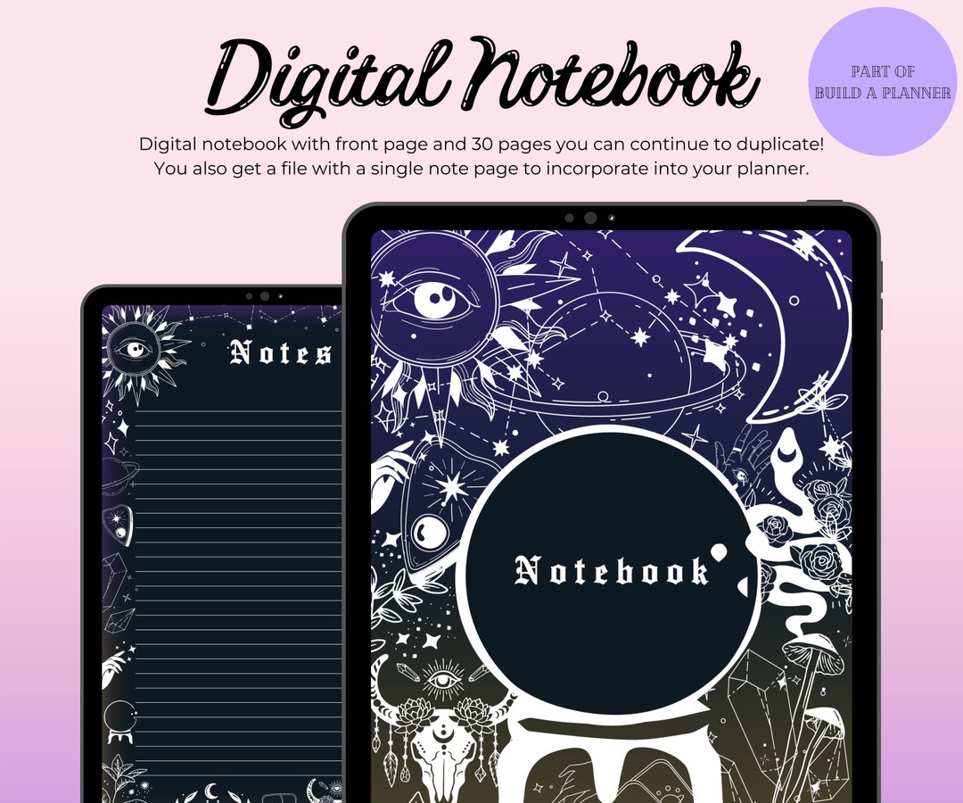 Goth Digital &amp; Printable Notebook Planner Witchy Stationary - Etsy