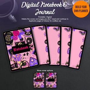 Pastel Goth Digital Journal & Notebook Planner, witchy printable stationary, GoodNotes ipad gratitude journal Notability | Build A Planner