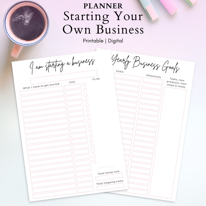 Printable Start Your Own Business Planner Set, Business Goals Planner ...