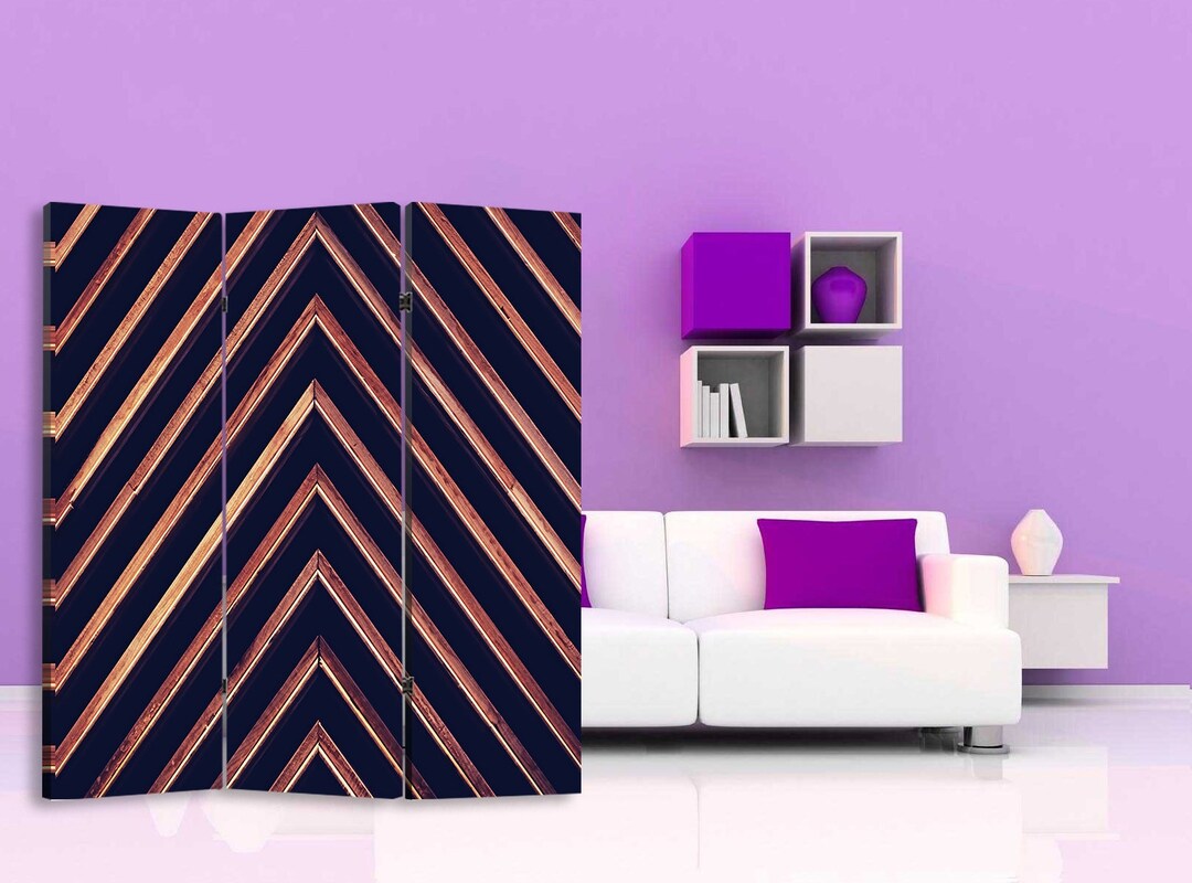 Wood Texture Print Canvas Room Divider Black Yellow Decoration Etsy