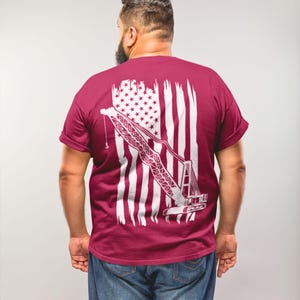 Crane Operator Shirt | American Flag USA Patriotic Blue Collar Tee | Heavy Equipment Worker Gift | Ironworker Construction T-Shirt