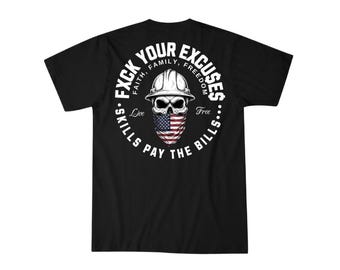 Crane Operator Shirt | Ironworker Gift Faith Family Freedom | Blue Collar Construction Tee | Heavy Equipment Worker Gift for Dad
