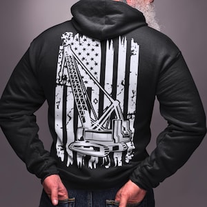 American Flag Crane Hoodie | Crane Hoodie | Crane Operator Hoodie | American Blue Collar | Blue Collar Operator | American Made