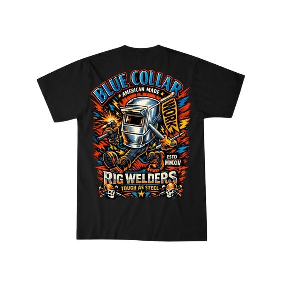 Rig Welder Shirt, Gift for Welder, Pipeline Welding T-Shirt, Blue Collar Vintage Tee, Pipefitter Boilermaker Garment Dyed Graphic Shirt