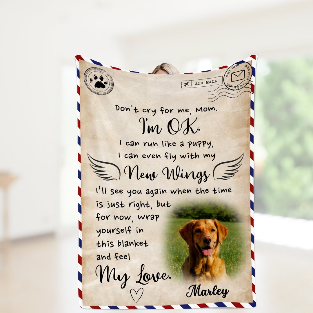 Pet Memorial Blanket With Picture, Personalized Dog Sympathy Blankets