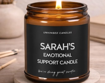 Personalized Emotional Support Candle, Custom Name Mental Health Gift, Therapy Comfort Soy Candle for Anxiety Burnout & Stress Relief