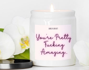 Daily Affirmation Candle Funny Friendship Gift Sweary Affirmation Unique Birthday Gift Thank you Candle Ceramic New Home Gift Idea Therapist