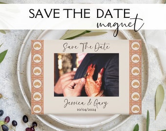 Save the Date Magnet Indian Save the Date Template with Photo Customized Photo Magnet Unique Save the Date Design Custom Fridge Magnet
