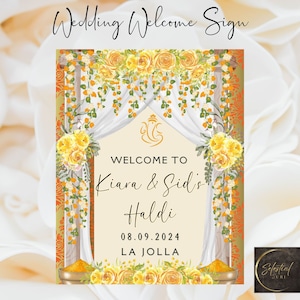 Aangepast Haldi-welkomstbord: Indiaas bruiloftsdecor (digitale print)