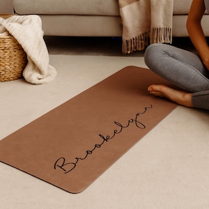 Personalized Suede Yoga Mat: Custom Name, Non-Slip Rubber